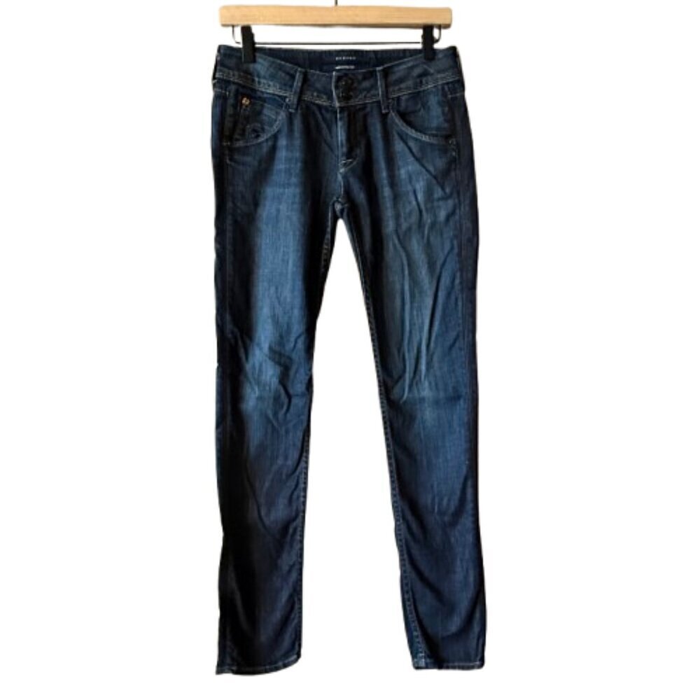 Women's 27 Hudson Straight Leg Flap Pocket Jeans Dark Wash